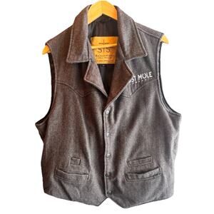 STS Ranchwear Brown Wool Vest The Gambler Sz Lg Lost Mule Company